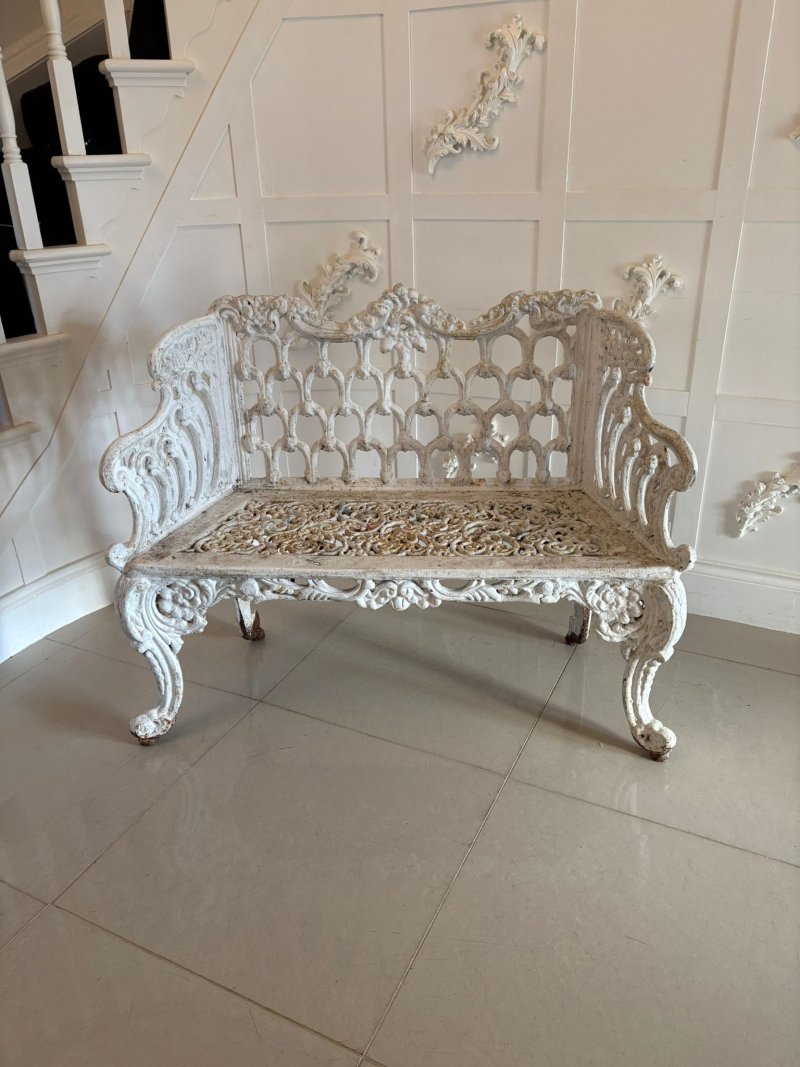 Superb Quality Antique Early Victorian Ornate Cast Iron Garden Seat - Image 2